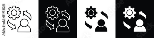 Operation line and glyph icon style in white n black background