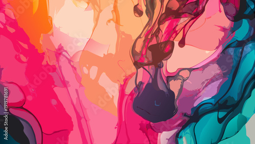 Abstract fluid art with vibrant colors and flowing marbled textures