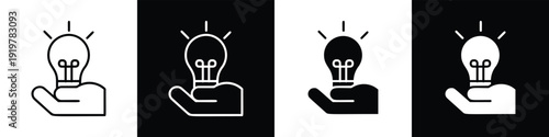 Thinking line and glyph icon style in white n black background