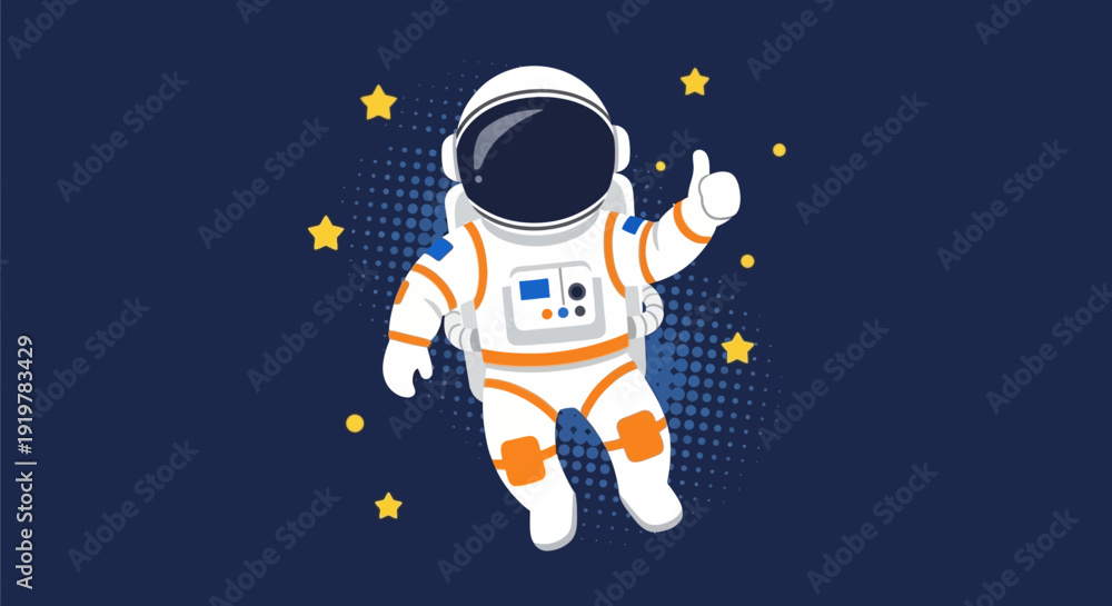 Fototapeta premium Astronaut floating in space with a thumbs up gesture.