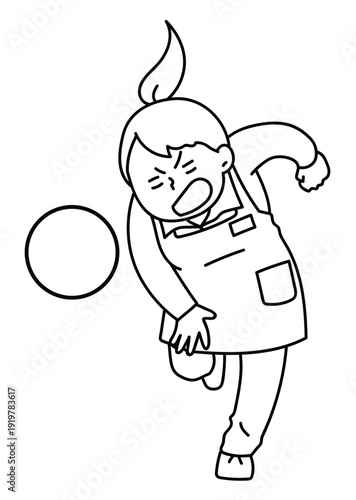 防犯カラーボールを投げる店員_線画