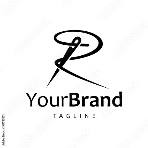 Letter R Needle and Thread Tailor Logo
