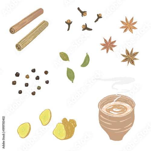 Chai Tea and Assorted Spices Ingredients Set