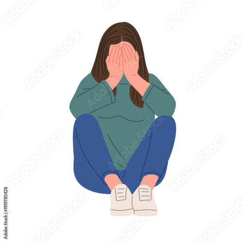 vector illustration of women sitting alone in stressed and depressed poses. Ideal for healthcare campaigns, therapy content, educational materials,blogs, poster, and social media wellbeing support