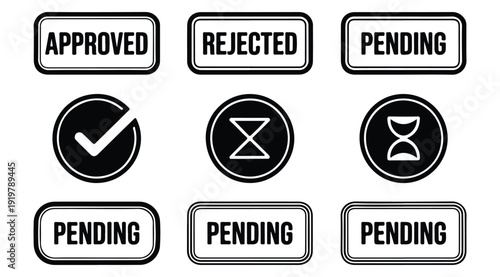 Set of approve reject and pending status icons and symbols for web design