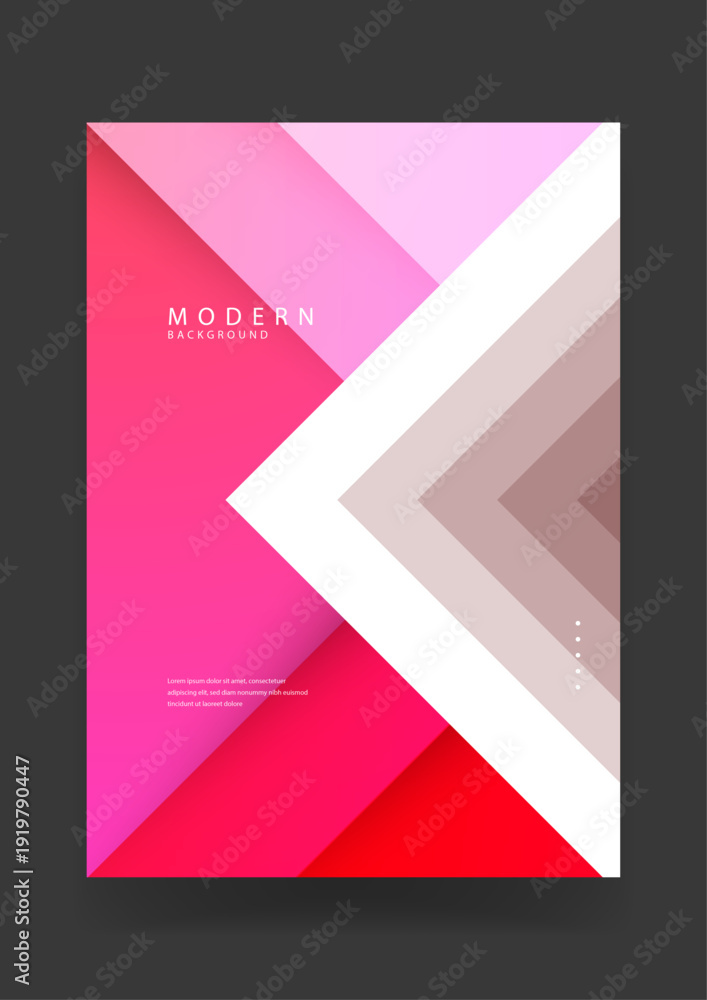Fototapeta premium Vibrant modern background with layered pink and red geometric triangular shapes creating a dynamic sense of depth and contemporary style