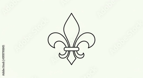 Fleur de lis symbol with elegant curves and lines on pale background