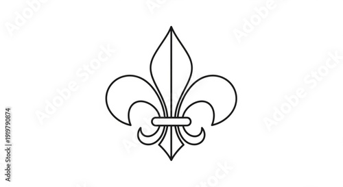 Fleur de lis symbol stylized heraldic design black line art on white background elegant and classic emblem
