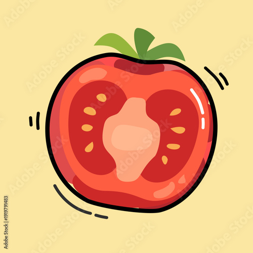 tomato slice vector illustration