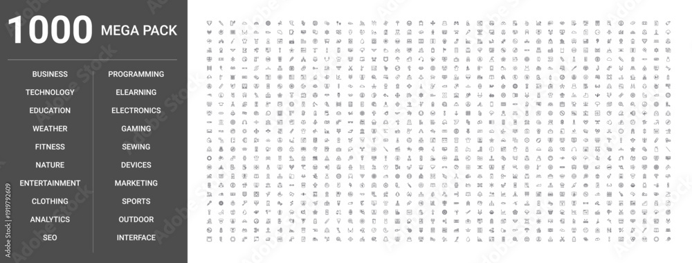 Foto 1000 premium vector icons mega pack