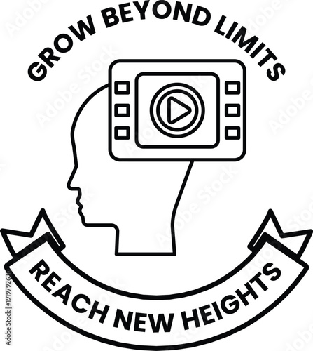 A logo for Grow Beyond Limits that says "Reach New Heights"