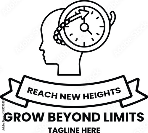 A man's head with a clock on it