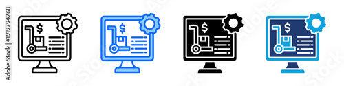 Procurement System Icon Set Multi Style Vector Illustration