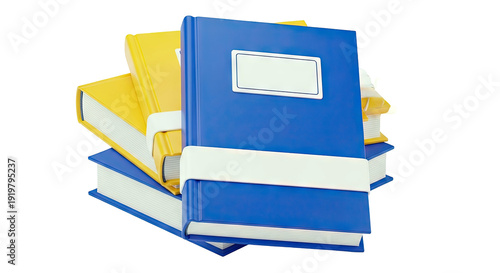 Stack of Blue and Yellow Books with White Bands