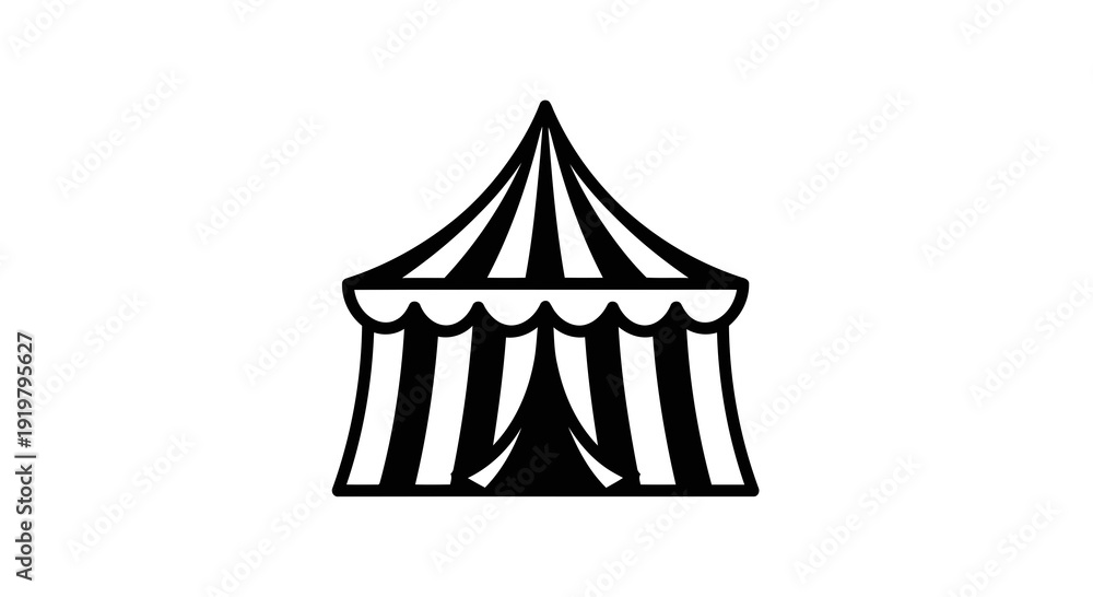 Obraz premium A black and white illustration of a circus tent