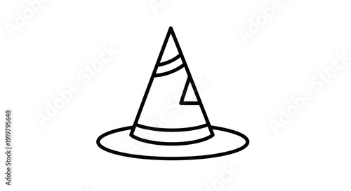 A simple line drawing of a witch hat