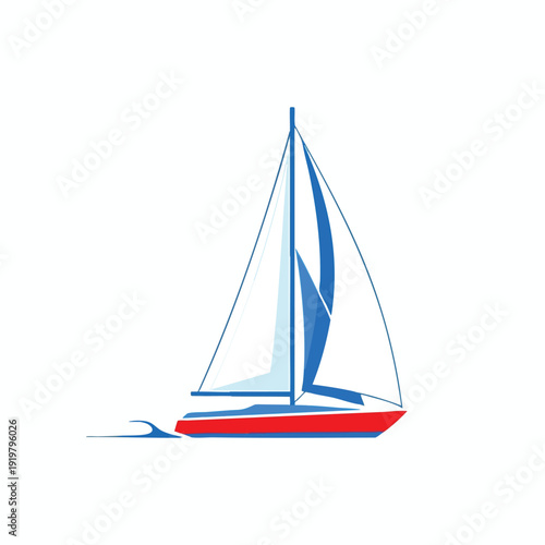 Stylish Sailing Boat on Calm Water for Adventure and Travel Themes