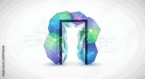 Stunning crystal letter T with vibrant circuit connections