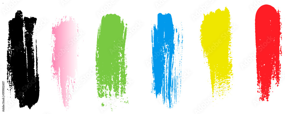 Foto Modern Colorful Brush Stroke Elements. Vector Design.