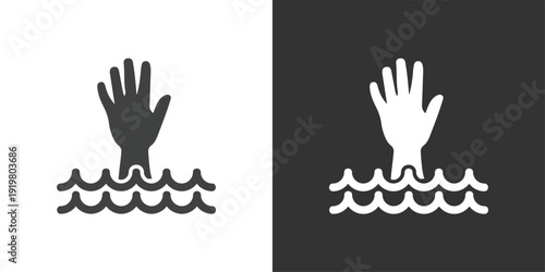 Drowning Victim icon. Solid glyph series icon