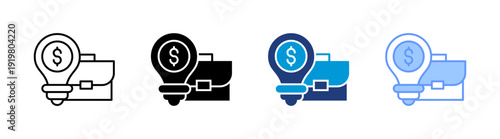 business idea icon set multiple style collection