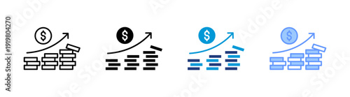 business success icon set multiple style collection