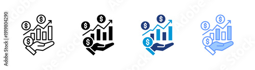 financial profit icon set multiple style collection