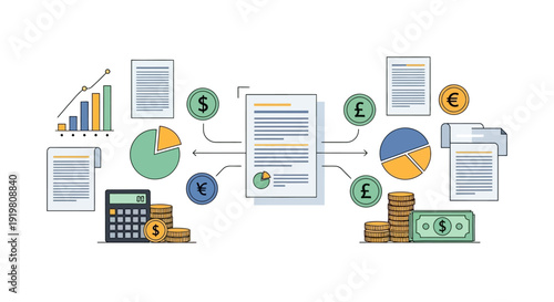 Financial Analysis and Business Growth Strategy Illustration.