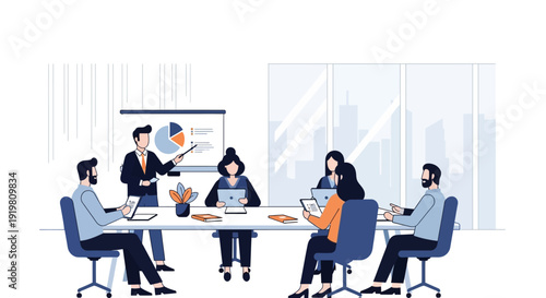 Business Meeting Presentation with Diverse Team Collaborating.