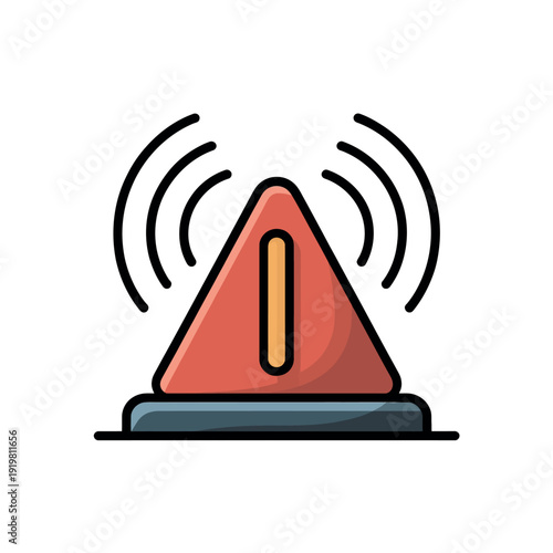 Warning alert icon featuring a red triangle with an exclamation mark signaling system failure or urgent.