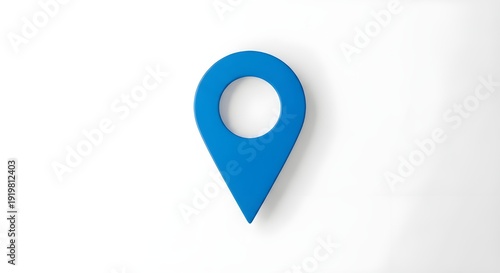 Blue Location Pin Icon with Shadow on White Background