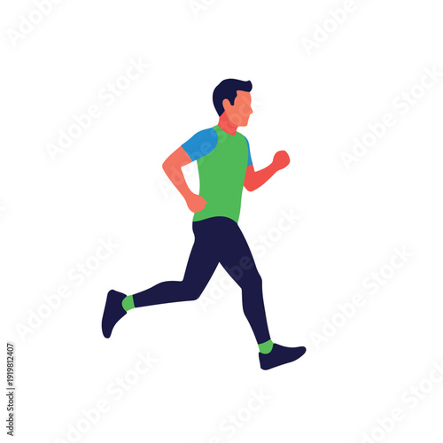 Jogging Man in Sports Outfit in Running Action