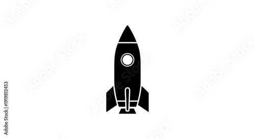 Black Rocket Ship Icon Vector Illustration