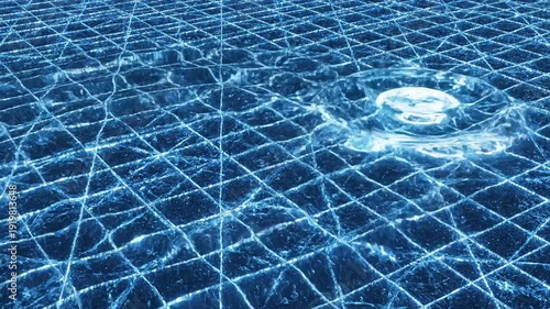 Blue swimming pool water texture with grid tile pattern, refreshing summer leisure background for travel resort and wellness, clean abstract ripples for design and copy space