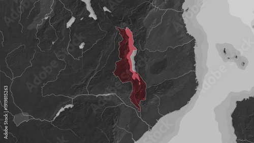 Zooming In on Malawi on a Dark World Map