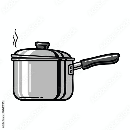 Simple Illustration of a Cooking Pot with Lid for Kitchen and Culinary Themes