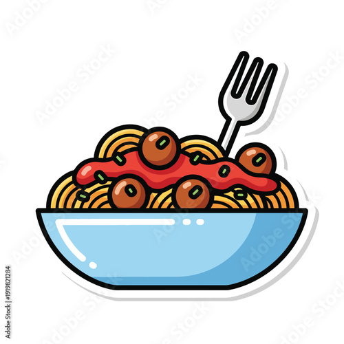 A cartoon bowl of spaghetti