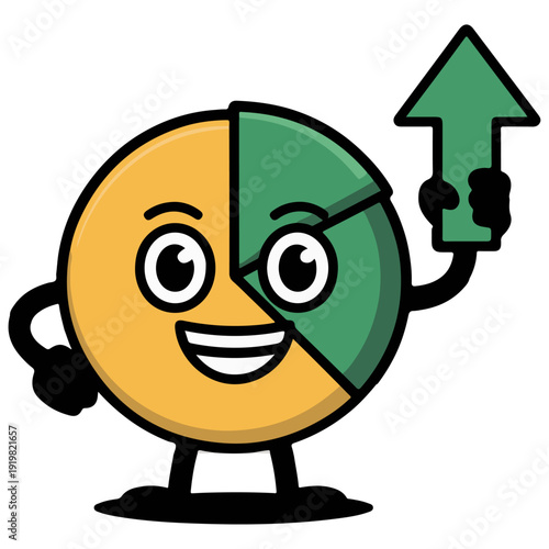 A cartoon chart with upward arrow, indicating growth and progress. The chart features a happy face, adding a touch of cheerfulness and optimism