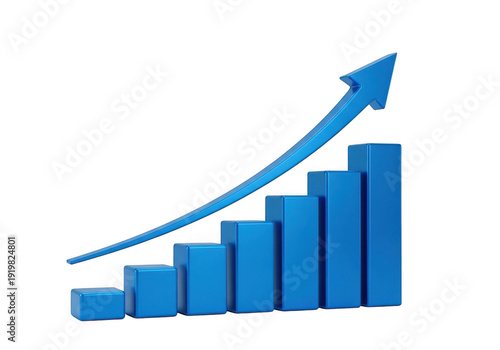 Blue bar graph with an upward trending arrow isolated on transparent background Free Download Blue bar graph with an upward trending arrow isolated on transparent background - GFXLoad