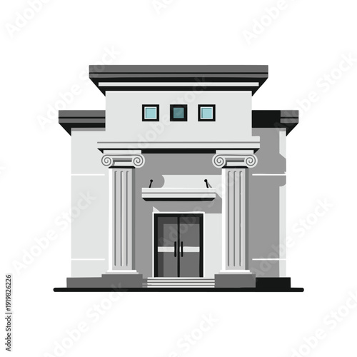 Modern Commercial Building Entrance with Architectural Details