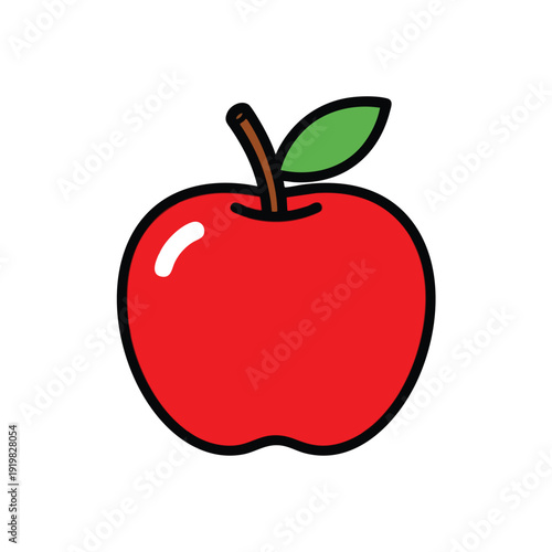 Fresh Red Apple with Green Leaf Illustration for Healthy Eating and Food Photography