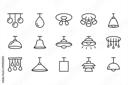 Minimal Ceiling Lamp and Chandelier Icon Collection for Interior Use
