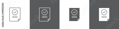 Check line glyph icon style in white and black background