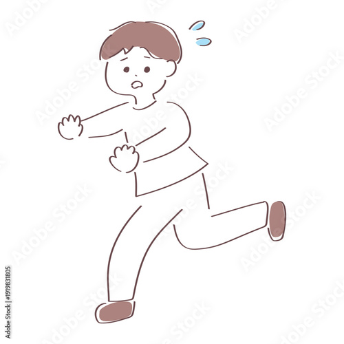 逃げる男の子のゆるかわいいイラスト