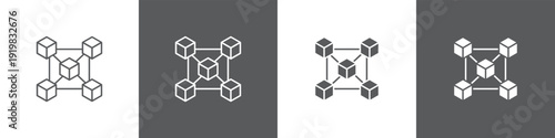 Blockchain line glyph icon style in white and black background