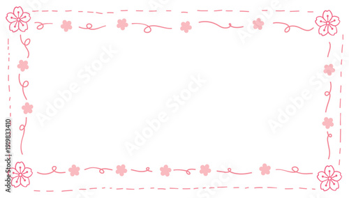 Fényképezés Elegant Sakura Flower Frame for Japan Spring Festival
​Minimalist floral border with pink Sakura blossoms and graceful swirls