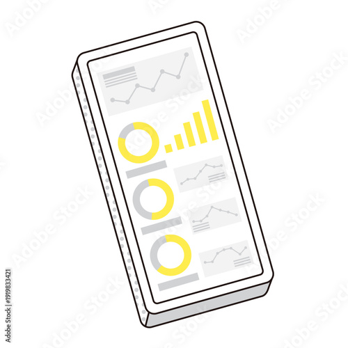 ビジネスデータを表示するスマートフォンのイメージイラスト
