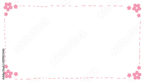 Minimalist Pink Sakura Dotted Line Frame Illustration
Simple floral border featuring pink Sakura blossoms at corners with a dotted line frame. Themes: Japanese stationery, bullet journal template, spr