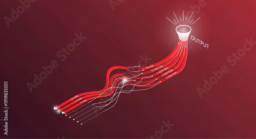 Data flow process diagram showing multiple inputs leading to one output