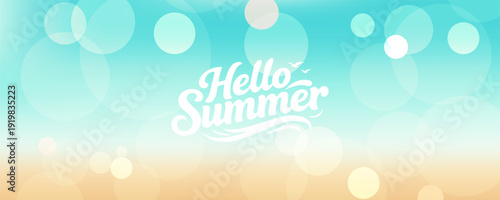 Summer time background with palm trees, Beach umbrella with chairs on the sand. summer sky Bokeh light of sky and sea.Tropical leaves .Summer greeting clipart poster set with tropical palm leaves.